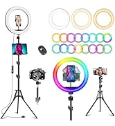 10.3" RGB Ring Light with Tripod and Phone Holder, LED Selfie Ring Light with Tablet Holder, Circ...