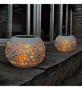 Solar Table Lights Outdoor Waterproof - Dancing Flickering Flame Lamp White Metal Tabletop Light ...