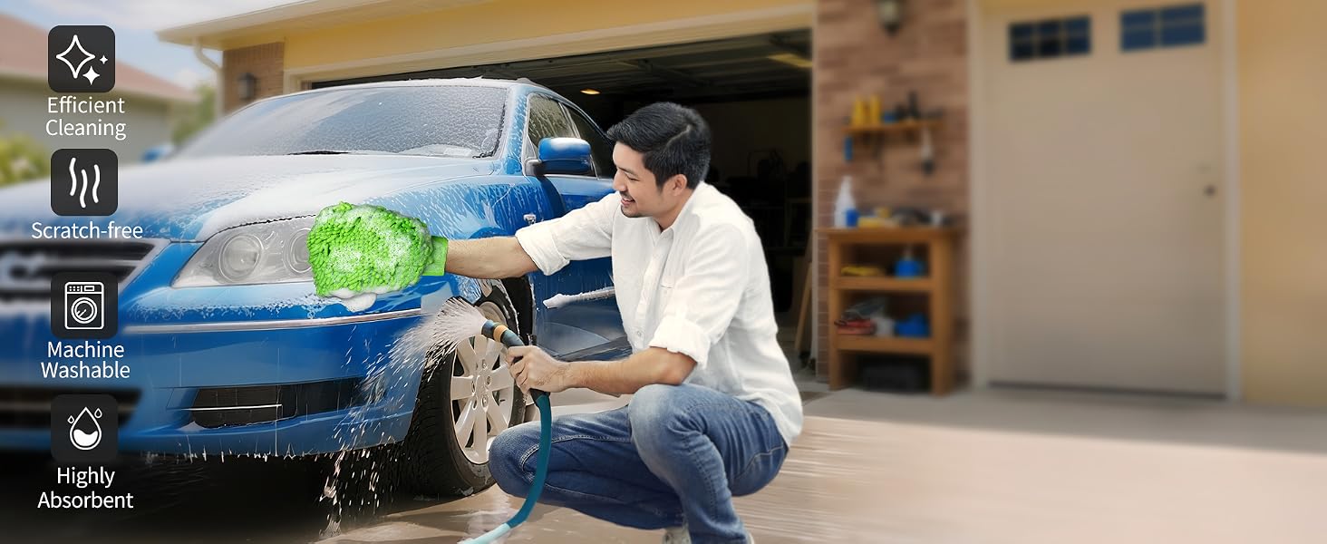 MR.SIGA Premium Microfiber Soft Chenille Car Wash Mitt