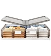 Kitstorack Clear Plastic Under Bed Storage Containers Bins with Lids and 8 Pre-installed Wheels,3...