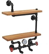 Mumusuki Wood Wall Mounted Storage Rack, Farmhouse Floating Shelves Hanging Shelf Home Office Bat...
