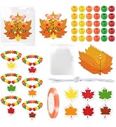 Tarklanda 30 Set Fall Maple Leaf Bracelet Making Kit, Autumn Beads Craft | Fall Beaded Wristband ...