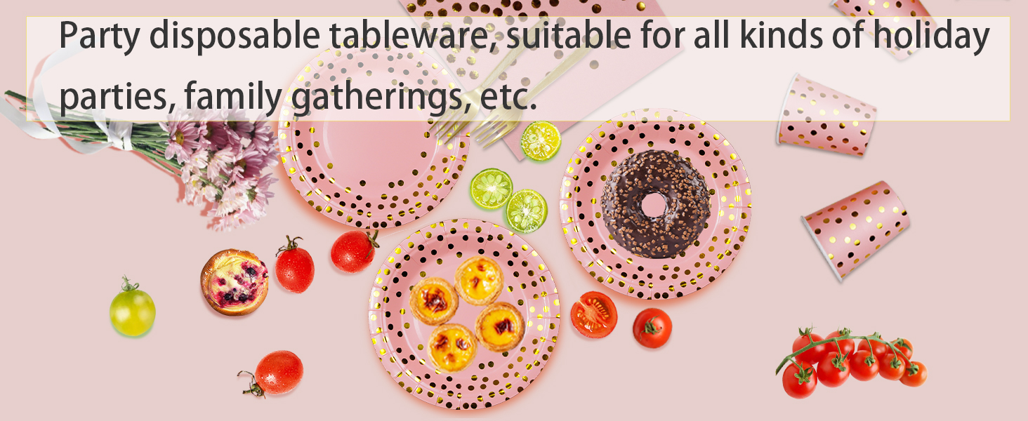 pink and gold plates