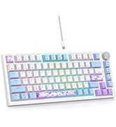 75% Wired Keyboard with Knob, 75 Percent Gaming Keyboard Hot Swappable Gasket Mount,Red Switch,RG...
