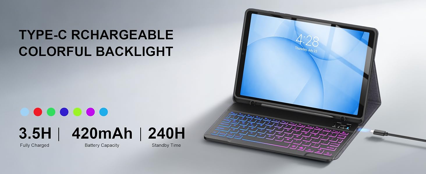 rechargeable and efficient battery colorful backlight