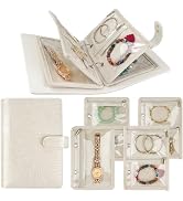 LingLingo Travel Jewelry Organizer Case,Small Jewelry Bags Jewelry Storage Book Ring Binder with ...