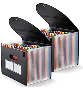 2 Pack Expanding File Folder, 24 Pocket Accordian File Organizer A4 Letter Size Portable Document...