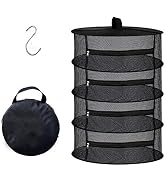 Desy & Feeci 4 Layer Mesh Hanging Herb Drying Rack Dry Net with Zippers Black (D24xH32inch)