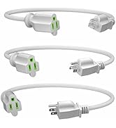 POWGRN Short Extension Cord 1 Foot White 3 Pack, 16/3 Gauge Indoor Power Extension Cable, 13A 125...