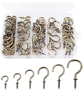 Romeda 90 Pcs Ceiling Hooks kit, 6 Sizes Screw-in Ceiling Hooks, Plant Hooks Kitchen Hooks Cup Ho...