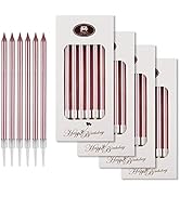 Beanlieve 24 Count Birthday Candles - Long Thin Cake Candles Slow Burning Candles for Birthday, W...