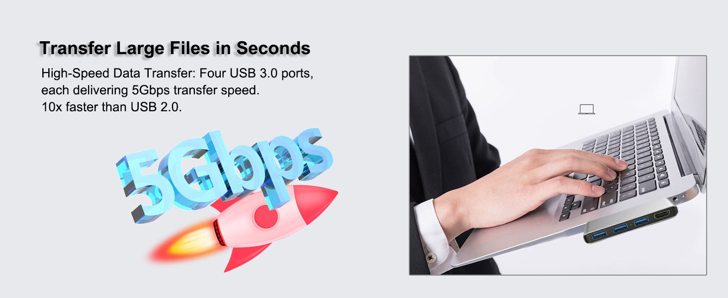 enjoy SuperSpeed data transfers of up to 5 Gbps.