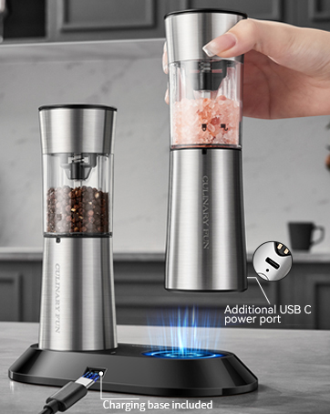 gravity electric salt and pepper grinder set