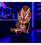Simpkeely Blacklight Dragon Gaming Chair Cover | UV Reactive Stretch Slipcover, Red Chinese Drago...