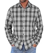 COOFANDY Mens Flannel Shirts Long Sleeve Button Down Shirt with Pocket Casual Shirts Work Shirts ...
