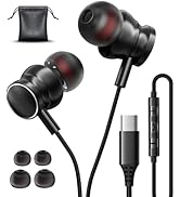 USB C Headphones for iPhone 16 Wired Earbuds for iPhone 15 Pro Max with Mic Volume Control Stereo...