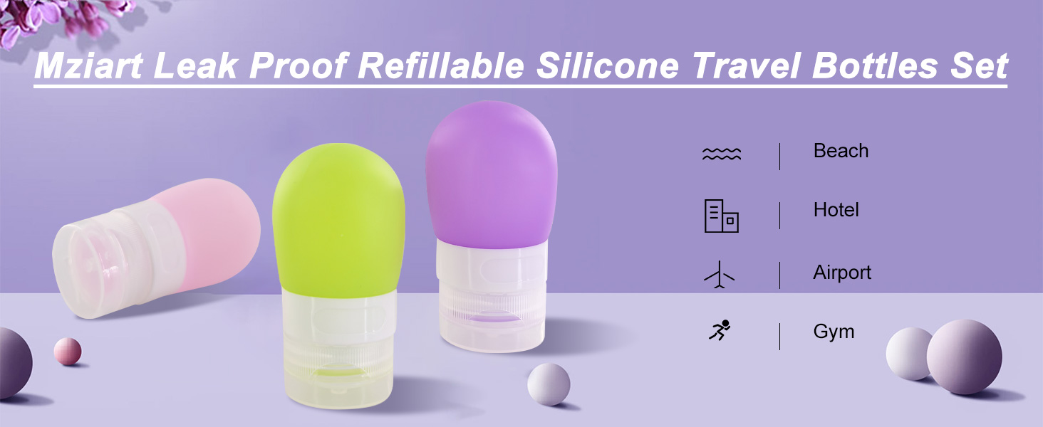 Mziart Travel Bottles for Toiletries Travel Size Shampoo and Conditioner Containers Set of 3