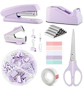 Purple Office Supplies, Office Supplies and Accessories, Office Desk Set with Stapler, Tape Dispe...