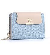 JEKAVA Small Wallet for Women Trifold Wallet Leaf Credit Card Holder Wallets Mini Zipper Pocket C...