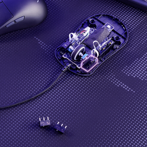 Zoomed in picture of a disassembled harpe mini core highlighting the switch socket