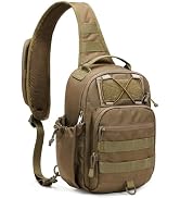 HALOVIE Anti-theft Tactical Sling Bag RFID Khaki Military Shoulder Bag with Phone Pack EDC Molle ...