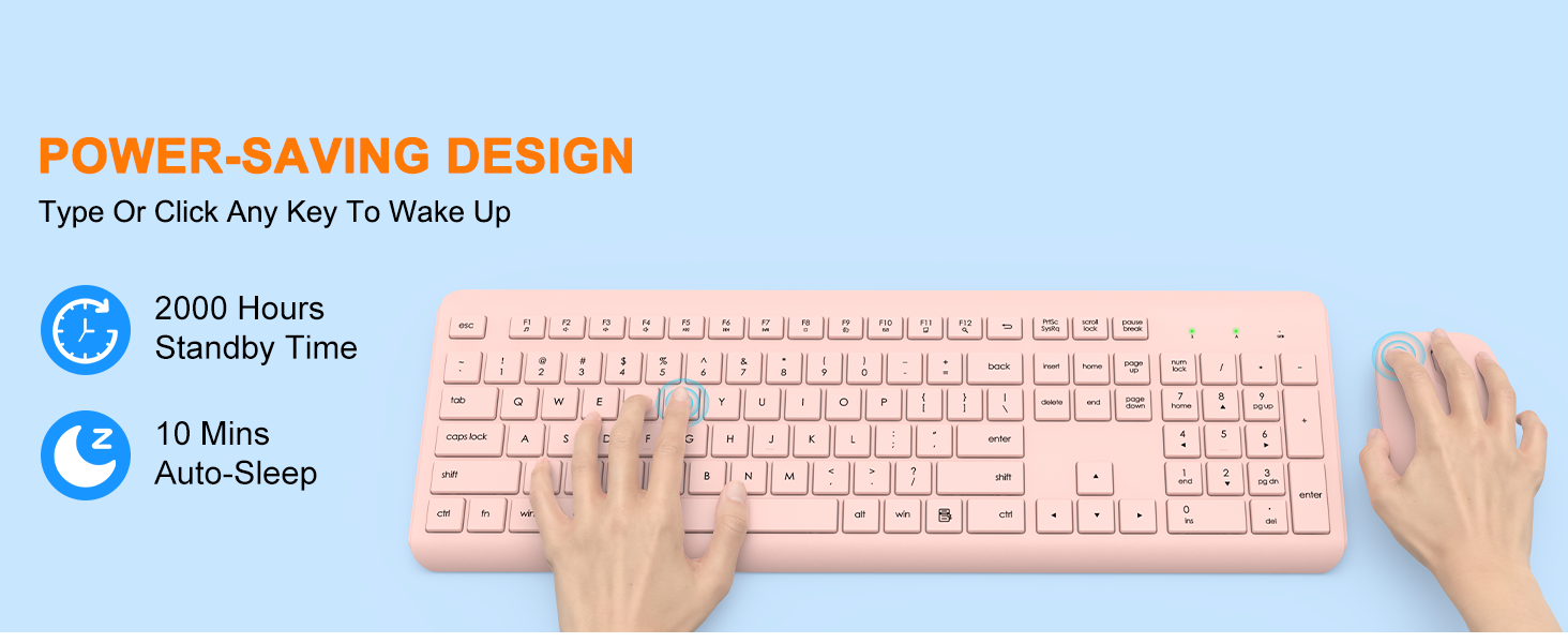 Wireless Keyboard and Mouse Combo Full Size Silent Ergonomic Keyboard Mouse Cordless Mouse Keyboard