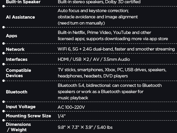 1080p 4k portable smart projector wireless movie video projector with wifi bluetooth for outdoor