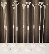 Clear Transparent Balloon Sticks and Stands 10pc set, holders, reusable balloon sticks for table ...