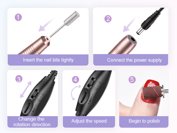 Electric Nail Drill File Professional: for Acrylic Gel Dip Powder Nails Portable Nail Drill Machine