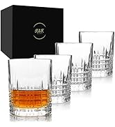 K&K Home Whiskey Glasses Set of 4-10 Oz Traditional Bourbon Glass, Old Fashioned Liquor Vodka Bou...