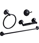 AGKXHDEC Matt black Bathroom Accessory Set, Adjustable Towel Bar,Towel ring,toilet paper holder,R...