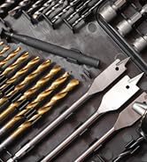 AVID POWER Drill Bit Set, High Speed Steel Titanium Drill and Screwdriver Bit Set with Case for M...