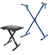5Core Keyboard Stand Single X Style Piano Riser Adjustable Holder + Keyboard Stool Thick Padded P...