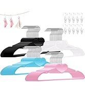 ZRKFSR Plastic Hangers 80 Pack, Rainbow Hangers Ultra Thin Space Saving - Heart Hangers Plastic H...
