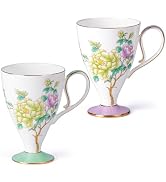 KAMMAK Bone China Mugs Set of 2 Fine Ceramic Coffee Mug, 15oz Porcelain Novelty Coffee Mugs for C...