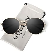GQUEEN Retro Round Polarized Sunglasses Womens Men Spring Hinge Metal Frame Trendy Hippie Oval Su...