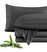 JSD 100% Viscose Derived from Bamboo Sheet Set Full, Dark Grey Cooling Sheets for Hot Sleepers, S...