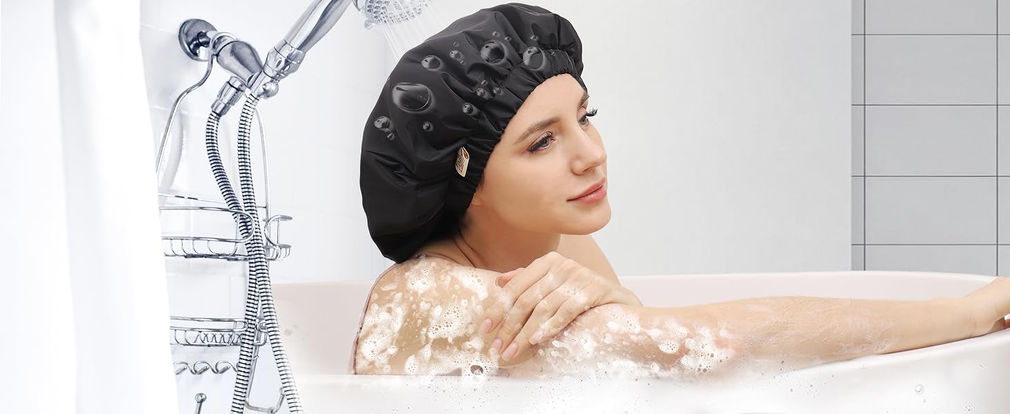 shower caps for women reusable waterproof