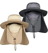 IYEBRAO Mens Outdoor Sun Hat with Face Neck Flap UV Protection Wide Brim Fishing Hat for Hiking S...