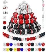 180PCS FIVEIZERO 10mm Rhinestone Beads for Jewelry Making – Sparkly Round Crystal Clay Beads & Sp...