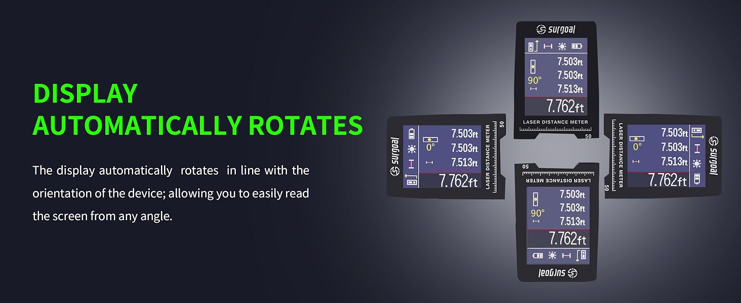display automatically rotates, allowing you to easily read the screen from any angle