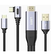 90 Degree HDMI to USB C Cable 8.2ft 4K@60Hz, Support Touch, HDMI to Type C Converter Cord(Male to...