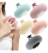 5 Packs Bath Sponge Shower Loofah, 2 in 1 Net Sponges with Suction Cup Hook | Rich Lather Net Spo...