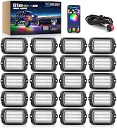 MICTUNING Q1+ MAX 20 Pods Ultra-Bright RGB Rock Lights, Multi-Color Chasing Underglow Lighting, E...