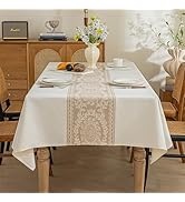UWWGKK Linen Tablecloths for Rectangle Tables,About 8 FT Table Cloth Advanced Waterproofing Techn...