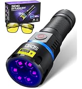 Siuyiu 365nm UV Flashlight Rechargeable, 120W Black Light with Filter Lens, IP65 Waterproof Power...