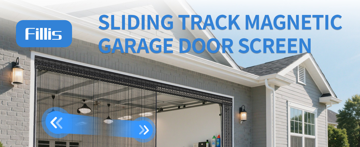 sliding track magnetic garage door screen