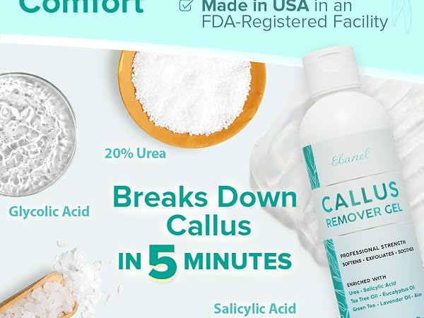 Ebanel Callus remover gel easy application professional grade formula with 20% urea made in USA