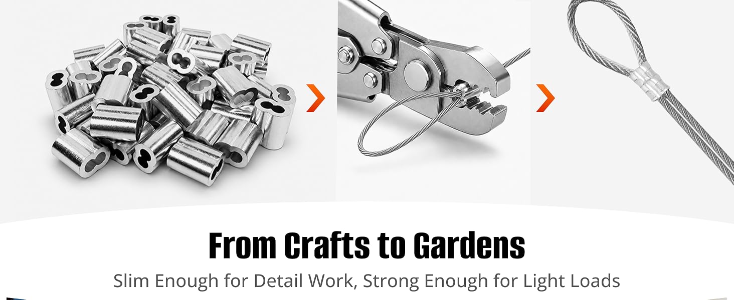 CHIWODA 1/16 inch wire rope suits crafts, garden projects, and other light-duty uses.