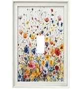 Decorative Art Light Switch Covers Watercolor Wildflower Bouquet Single Toggle Wall Plate Decorat...